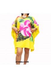 Poncho Top Dress Yellow Handpainting Flower Made In Bali